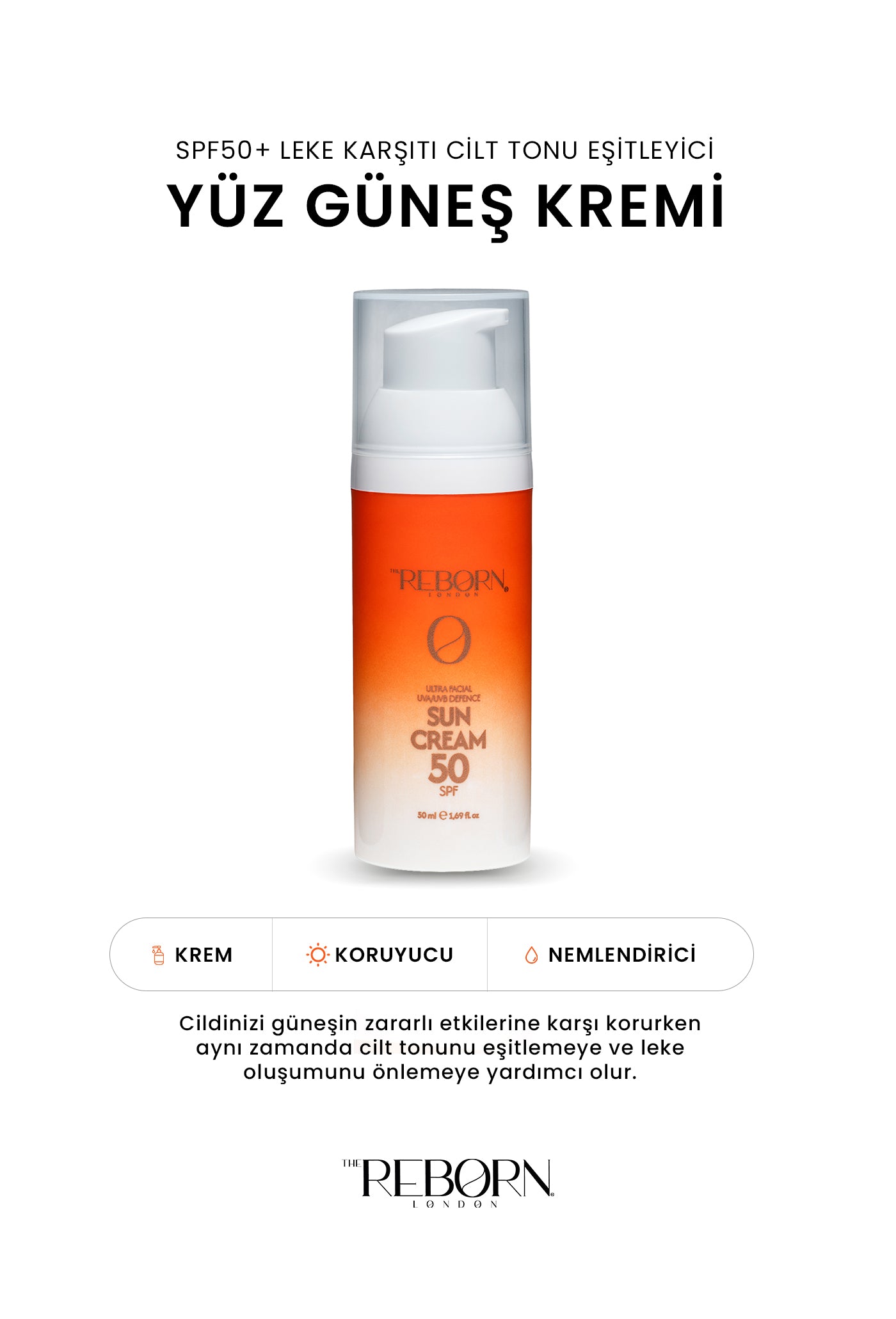 SPF50+ Leke Karşıtı Cilt Tonu Eşitleyici Yüz Güneş Kremi