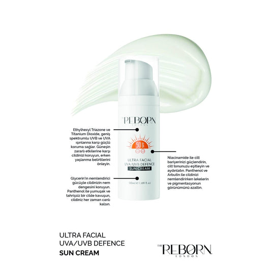 SPF50+ Leke Karşıtı Cilt Tonu Eşitleyici Yüz Güneş Kremi - The Reborn London