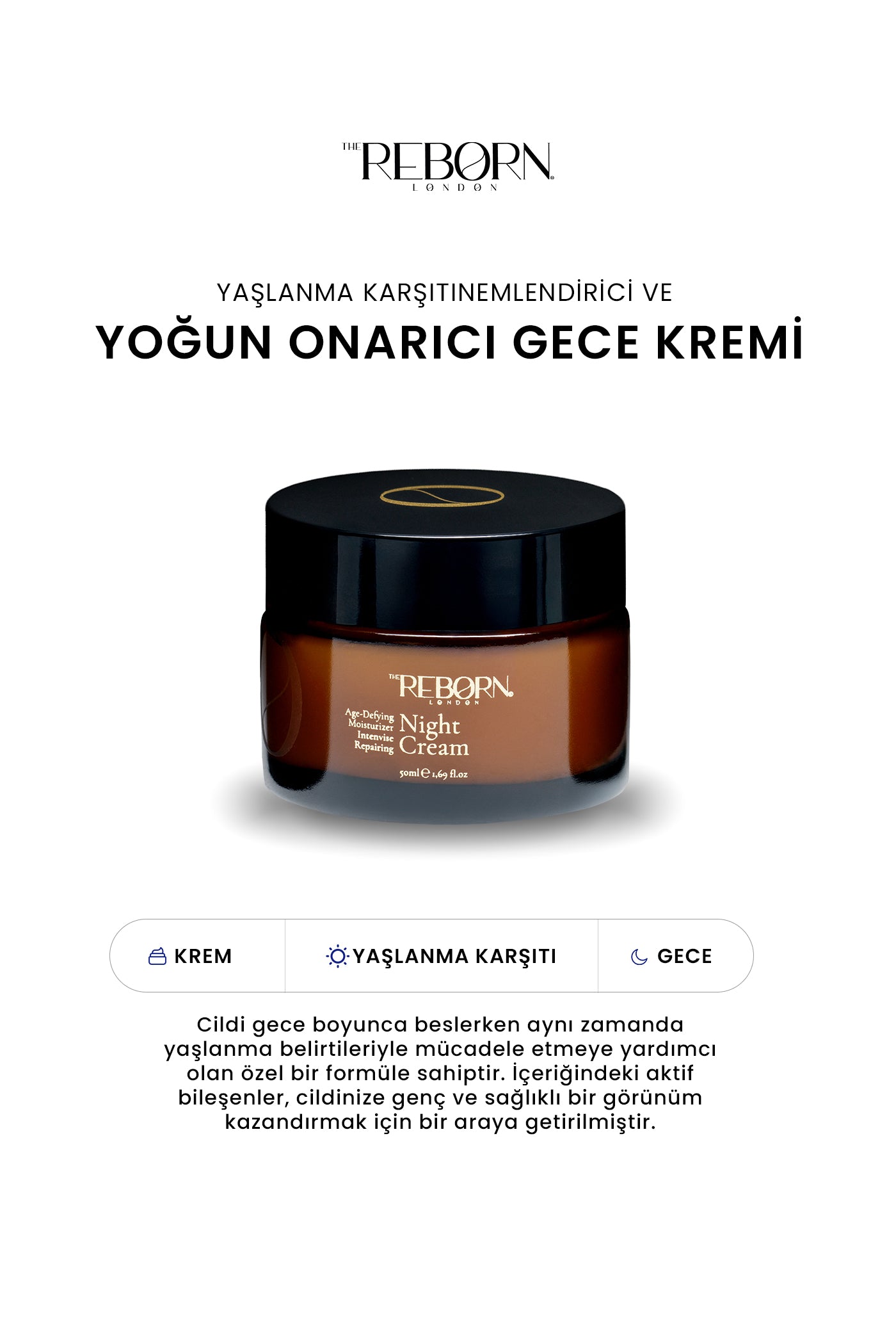 Gece Kremi Yaşlanma Karşıtı Nemlendirici ve Yoğun Onarıcı